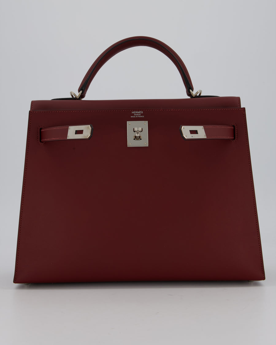 Hermès Kelly 32 Sellier Bag in Rouge H Swift Leather with Palladium Hardware