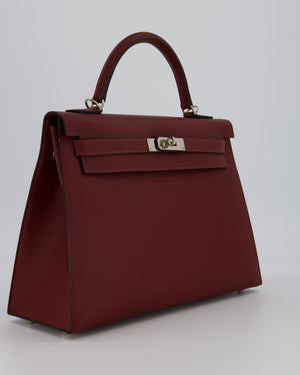 Hermès Kelly 32 Sellier Bag in Rouge H Swift Leather with Palladium Hardware