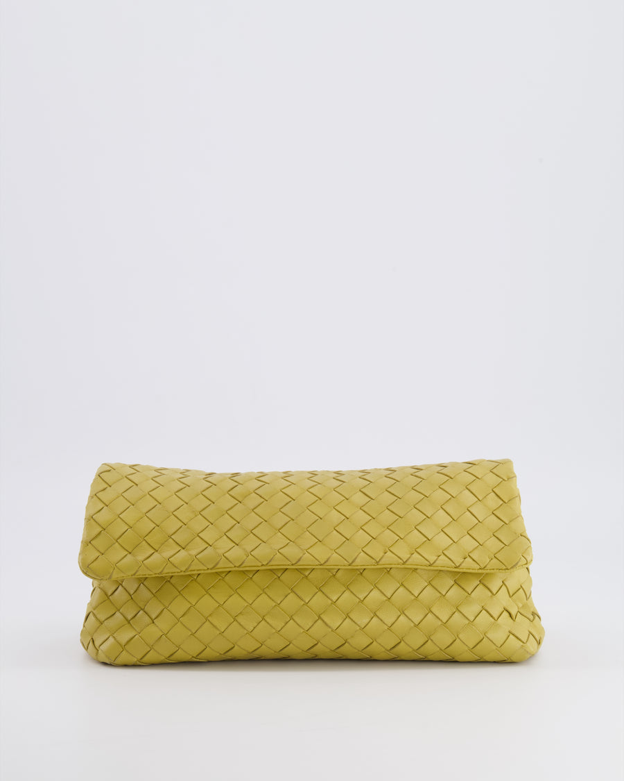 Bottega Veneta Intrecciato Clutch Bag in Mustard Yellow Woven Leather