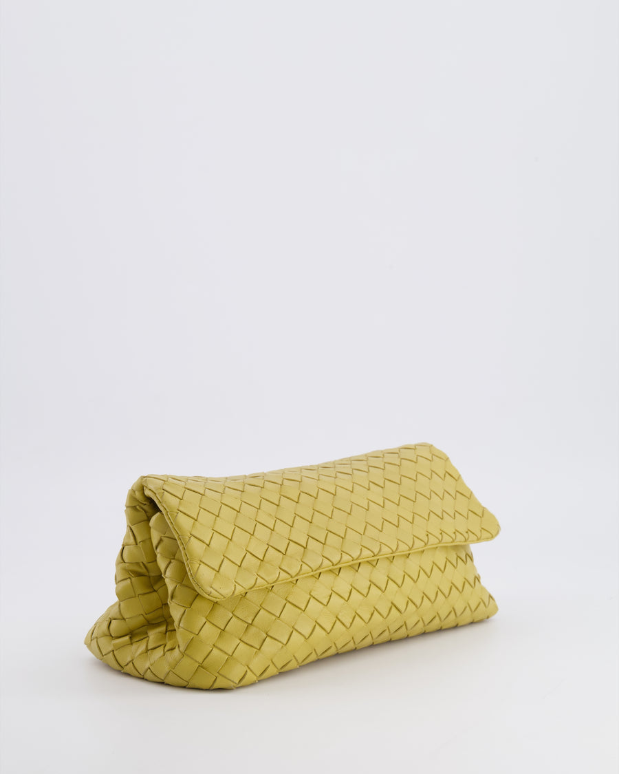 Bottega Veneta Intrecciato Clutch Bag in Mustard Yellow Woven Leather