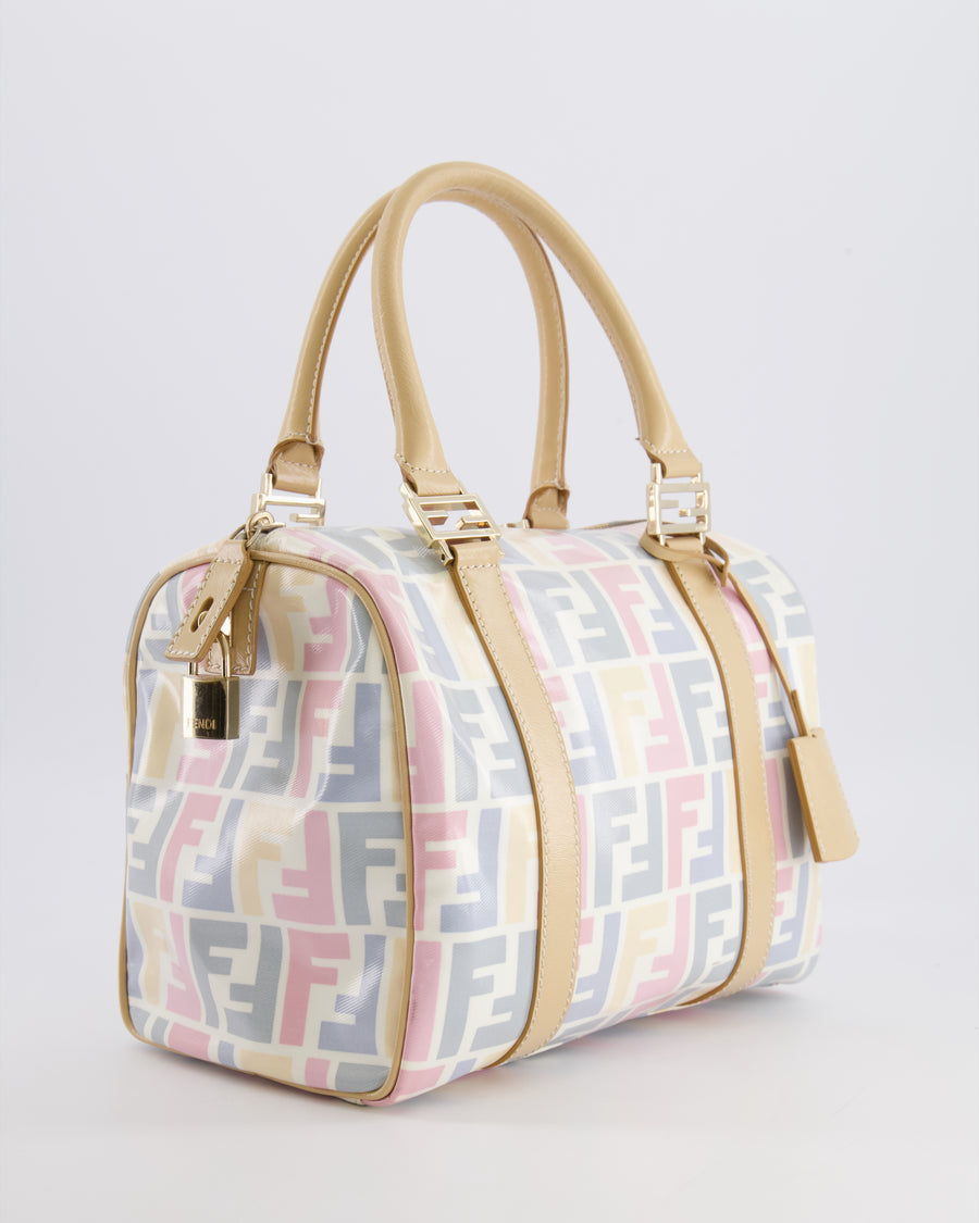 Fendi Monogram Forever Bauletto Bag in Pastel Multi-Colour Leather