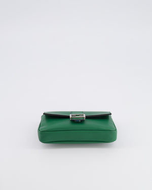 Fendi Micro Baguette Bag in Forest Green Lambskin Leather with Silver Hardware