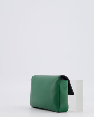 Fendi Micro Baguette Bag in Forest Green Lambskin Leather with Silver Hardware