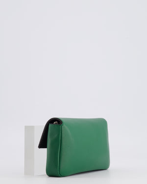Fendi Micro Baguette Bag in Forest Green Lambskin Leather with Silver Hardware