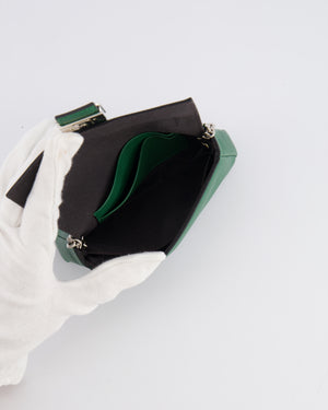 Fendi Micro Baguette Bag in Forest Green Lambskin Leather with Silver Hardware