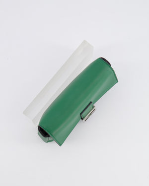 Fendi Micro Baguette Bag in Forest Green Lambskin Leather with Silver Hardware