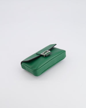Fendi Micro Baguette Bag in Forest Green Lambskin Leather with Silver Hardware