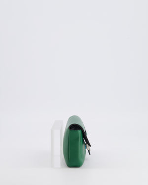 Fendi Micro Baguette Bag in Forest Green Lambskin Leather with Silver Hardware