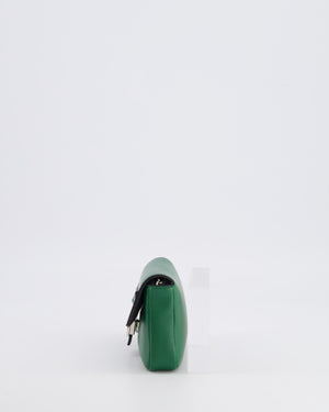 Fendi Micro Baguette Bag in Forest Green Lambskin Leather with Silver Hardware