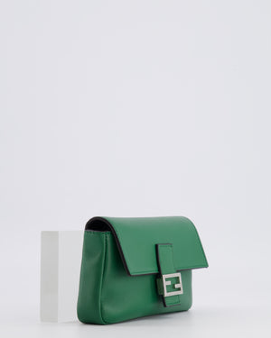 Fendi Micro Baguette Bag in Forest Green Lambskin Leather with Silver Hardware