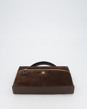 Chanel Dark Brown Métiers D'Art 2026 Large Vanity Case Chain Bag in Suede with Gold Hardware