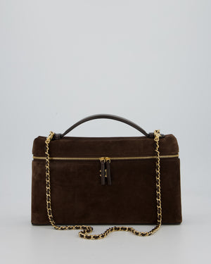 Chanel Dark Brown Métiers D'Art 2026 Large Vanity Case Chain Bag in Suede with Gold Hardware