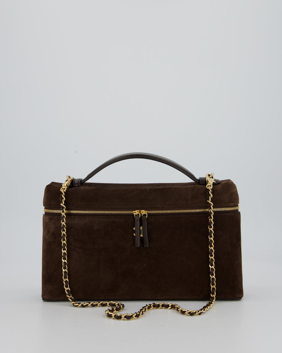 Chanel Dark Brown Métiers D'Art 2026 Large Vanity Case Chain Bag in Suede with Gold Hardware