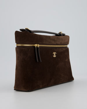 Chanel Dark Brown Métiers D'Art 2026 Large Vanity Case Chain Bag in Suede with Gold Hardware