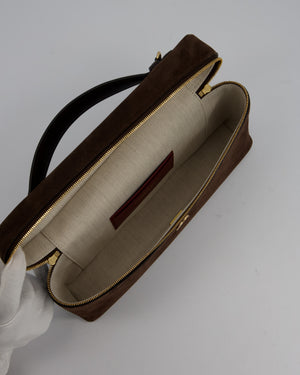 Chanel Dark Brown Métiers D'Art 2026 Large Vanity Case Chain Bag in Suede with Gold Hardware