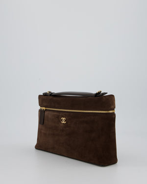 Chanel Dark Brown Métiers D'Art 2026 Large Vanity Case Chain Bag in Suede with Gold Hardware