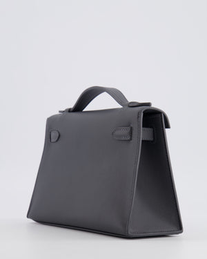 Hermès Kelly Pochette Bag in Ardoise Swift Leather with Palladium Hardware