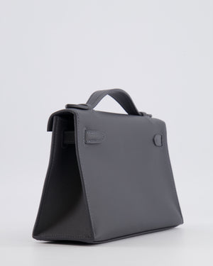 Hermès Kelly Pochette Bag in Ardoise Swift Leather with Palladium Hardware