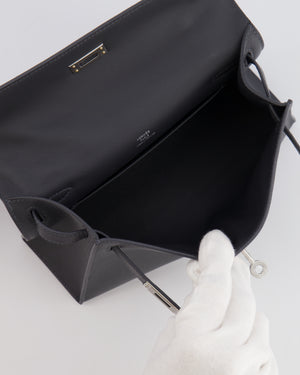 Hermès Kelly Pochette Bag in Ardoise Swift Leather with Palladium Hardware