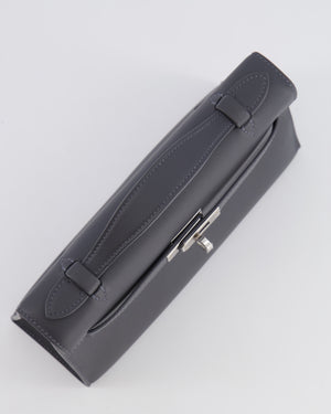 Hermès Kelly Pochette Bag in Ardoise Swift Leather with Palladium Hardware