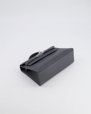 Hermès Kelly Pochette Bag in Ardoise Swift Leather with Palladium Hardware