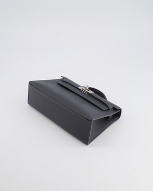 Hermès Kelly Pochette Bag in Ardoise Swift Leather with Palladium Hardware
