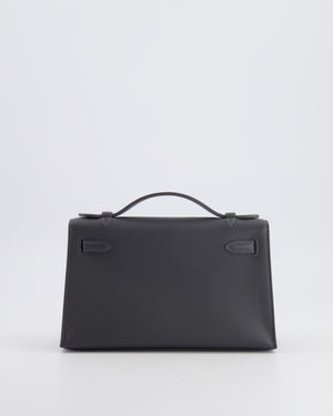 Hermès Kelly Pochette Bag in Ardoise Swift Leather with Palladium Hardware