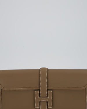Hermès Jige Elan 29cm Clutch Bag in Etoupe Swift Leather