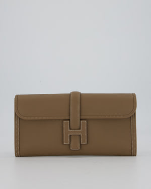 Hermès Jige Elan 29cm Clutch Bag in Etoupe Swift Leather