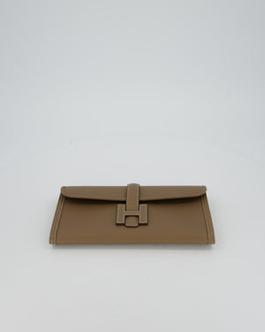 Hermès Jige Elan 29cm Clutch Bag in Etoupe Swift Leather