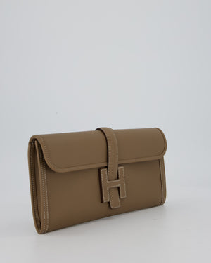 Hermès Jige Elan 29cm Clutch Bag in Etoupe Swift Leather