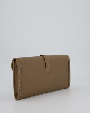 Hermès Jige Elan 29cm Clutch Bag in Etoupe Swift Leather
