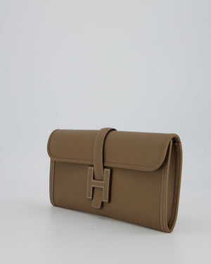 Hermès Jige Elan 29cm Clutch Bag in Etoupe Swift Leather