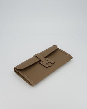 Hermès Jige Elan 29cm Clutch Bag in Etoupe Swift Leather