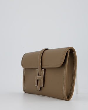 Hermès Jige Elan 29cm Clutch Bag in Etoupe Swift Leather