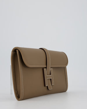 Hermès Jige Elan 29cm Clutch Bag in Etoupe Swift Leather