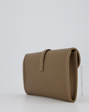 Hermès Jige Elan 29cm Clutch Bag in Etoupe Swift Leather