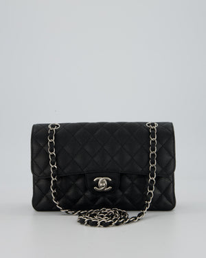 Chanel Black Small Classic Double Flap Bag in Caviar Leather with Silver Hardware