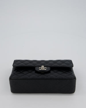 Chanel Black Small Classic Double Flap Bag in Caviar Leather with Silver Hardware