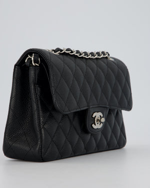 Chanel Black Small Classic Double Flap Bag in Caviar Leather with Silver Hardware