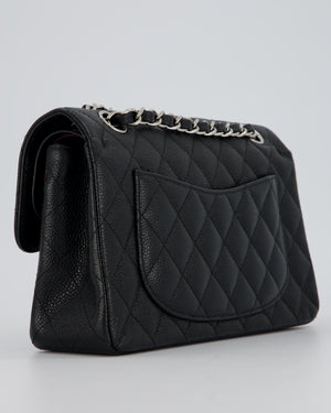 Chanel Black Small Classic Double Flap Bag in Caviar Leather with Silver Hardware