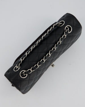 Chanel Black Small Classic Double Flap Bag in Caviar Leather with Silver Hardware