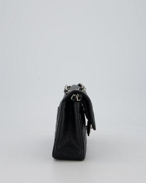 Chanel Black Small Classic Double Flap Bag in Caviar Leather with Silver Hardware