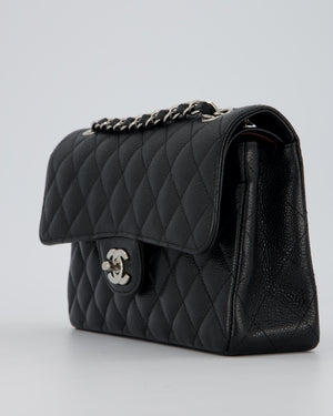 Chanel Black Small Classic Double Flap Bag in Caviar Leather with Silver Hardware
