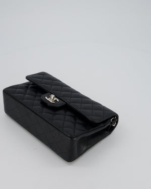 Chanel Black Small Classic Double Flap Bag in Caviar Leather with Silver Hardware