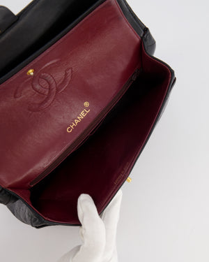 Chanel Vintage Square Medium Classic Double Flap Bag in Black Lambskin Leather with 24K Gold Hardware