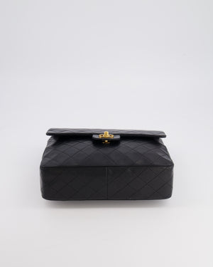 Chanel Vintage Square Medium Classic Double Flap Bag in Black Lambskin Leather with 24K Gold Hardware