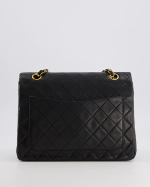 Chanel Vintage Square Medium Classic Double Flap Bag in Black Lambskin Leather with 24K Gold Hardware