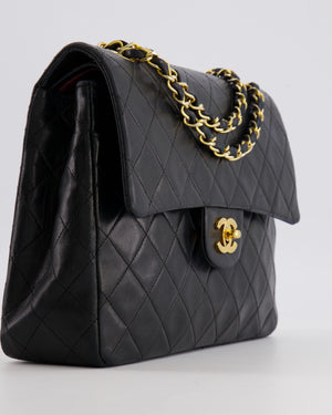 Chanel Vintage Square Medium Classic Double Flap Bag in Black Lambskin Leather with 24K Gold Hardware