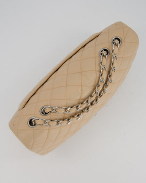 Chanel Beige Jumbo Classic Single Flap Bag in Lambskin Leather with Silver Hardware